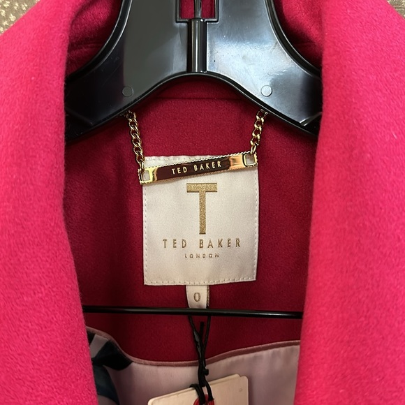 🔥🔥🔥NEW Ted Baker London Rose Pink Wool Cashmere Blended Wrapped Coat - Picture 6 of 10